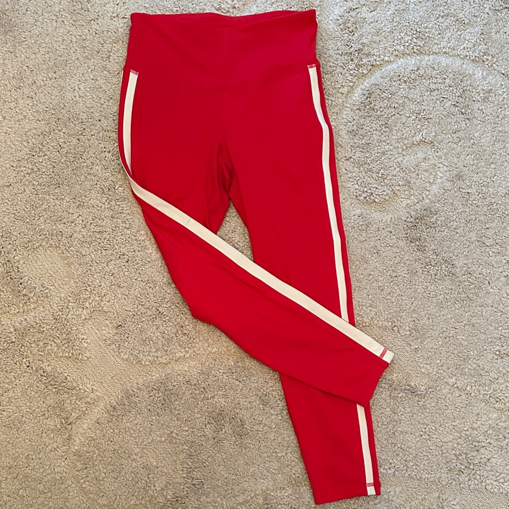 NWOT Old Navy Red Leggings with White Stripes